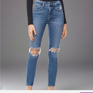 EUC Good American Good Legs High Rise Crop Distressed Size 12/31 style GLCNF73IT
